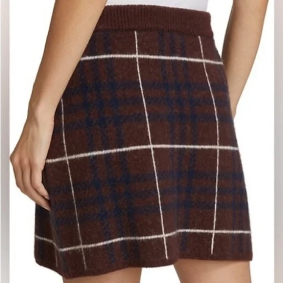 NWOT En Saison Plaid Sweater Knit Mini Skirt In Brown Multi Size Medium. - Picture 2 of 8
